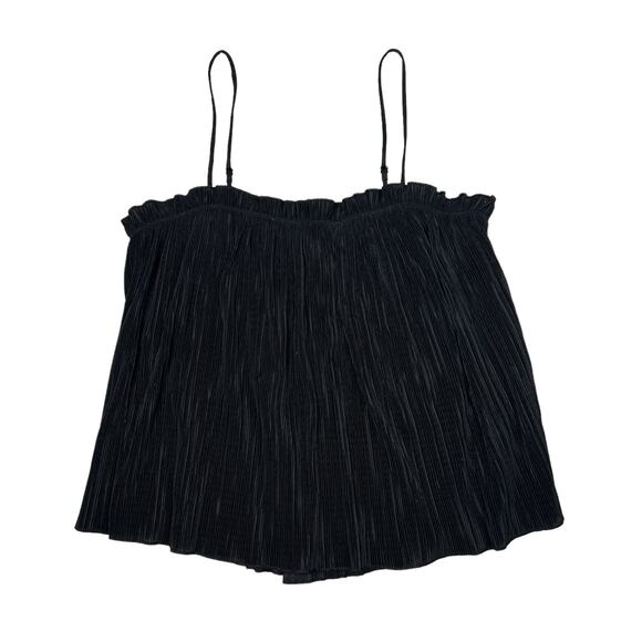 Madewell Texture & Thread Nicole Micropleat Ruffle Tank Top Black Small - Picture 2 of 8